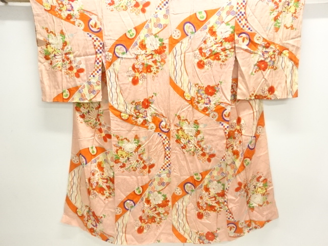 JAPANESE KIMONO / ANTIQUE JUBAN / SILK / FLOWER ROUNDEL